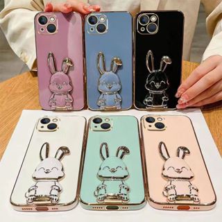 เคส TPU ขอบตรง ขาตั้งกระต่าย สำหรับรุ่นiPhone 14 Pro Max 13 13pro max 12 12pro mmax i11 กันกระแทก ไอโฟน14 14pro 14promax