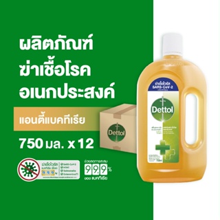 Dettol เดทตอล น้ำยาฆ่าเชื้อเดทตอล น้ำยาฆ่าเชื้อโรค ไฮยีนมัลติ-ยูส น้ำยาถูพื้น 750มล.X12 (แพ็กเกจอยู่ระหว่างการเปลี่ยนแปลง)