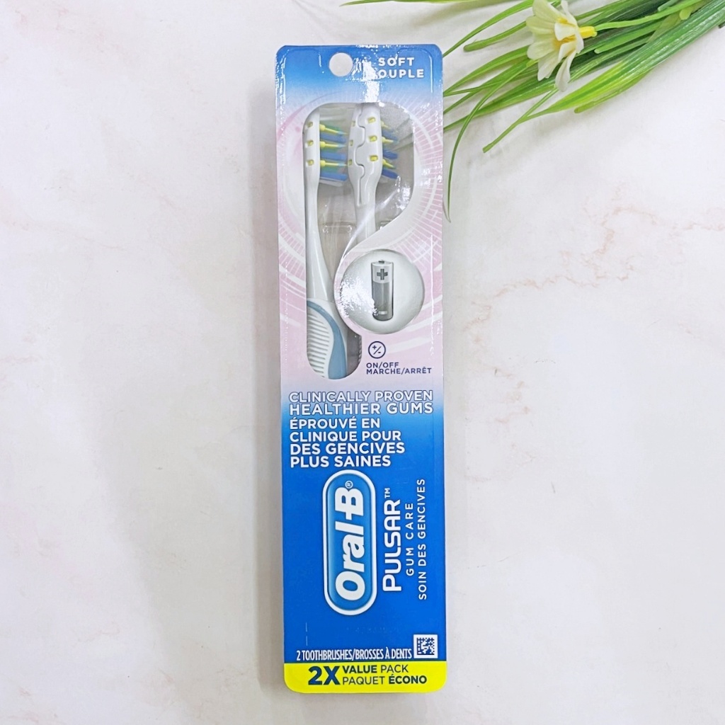[OralB®] Pulsar Gum Care Battery Powered Toothbrush, Soft 2 Count ออร