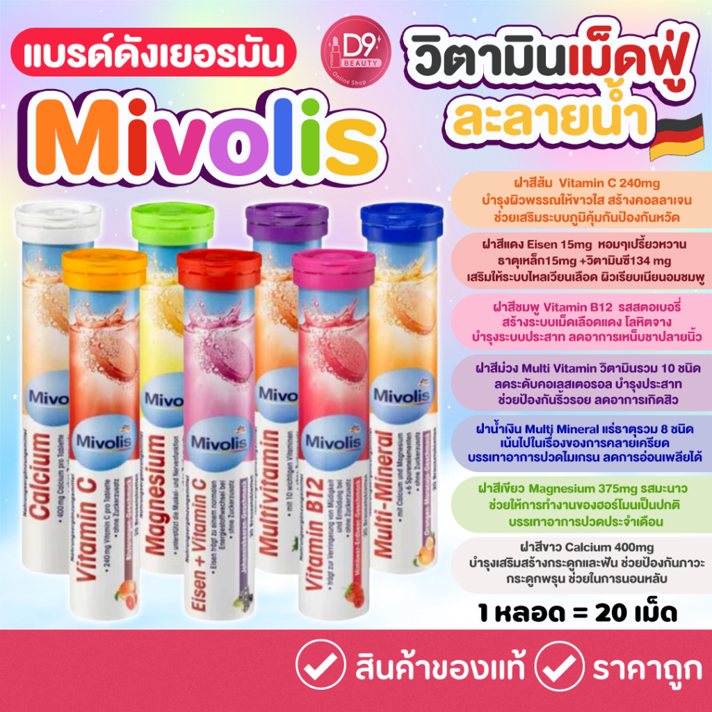 ภาพหน้าปกสินค้าMivolis วิตามินเม็ดฟู่ 20 เม็ด จากเยอรมัน จากร้าน th_14142211 บน Shopee