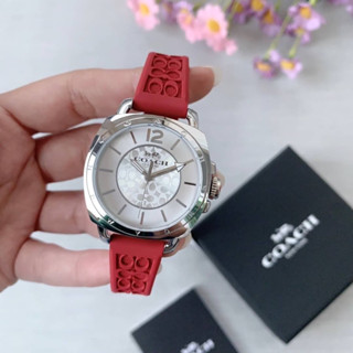 (ผ่อน0%) นาฬิกา COACH BOYFRIEND WOMENS WATCH, 34MM สายซิลิโคน สีแดง 14503878