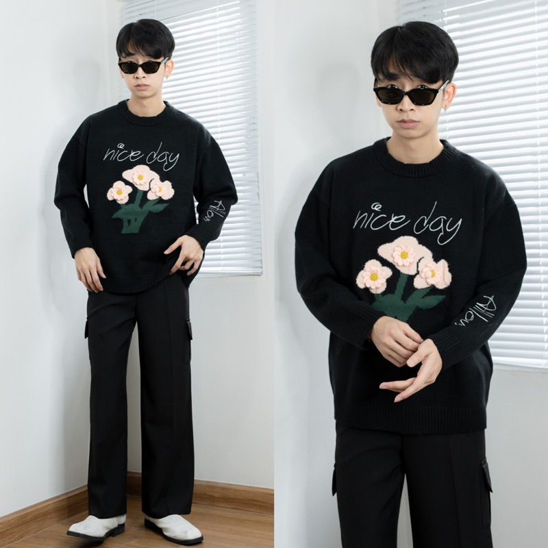 NICE DAY SWEATER เสื้อไหมพรมสเวตเตอร์ทรงโอเวอร์ไซส์ | Shopee Thailand