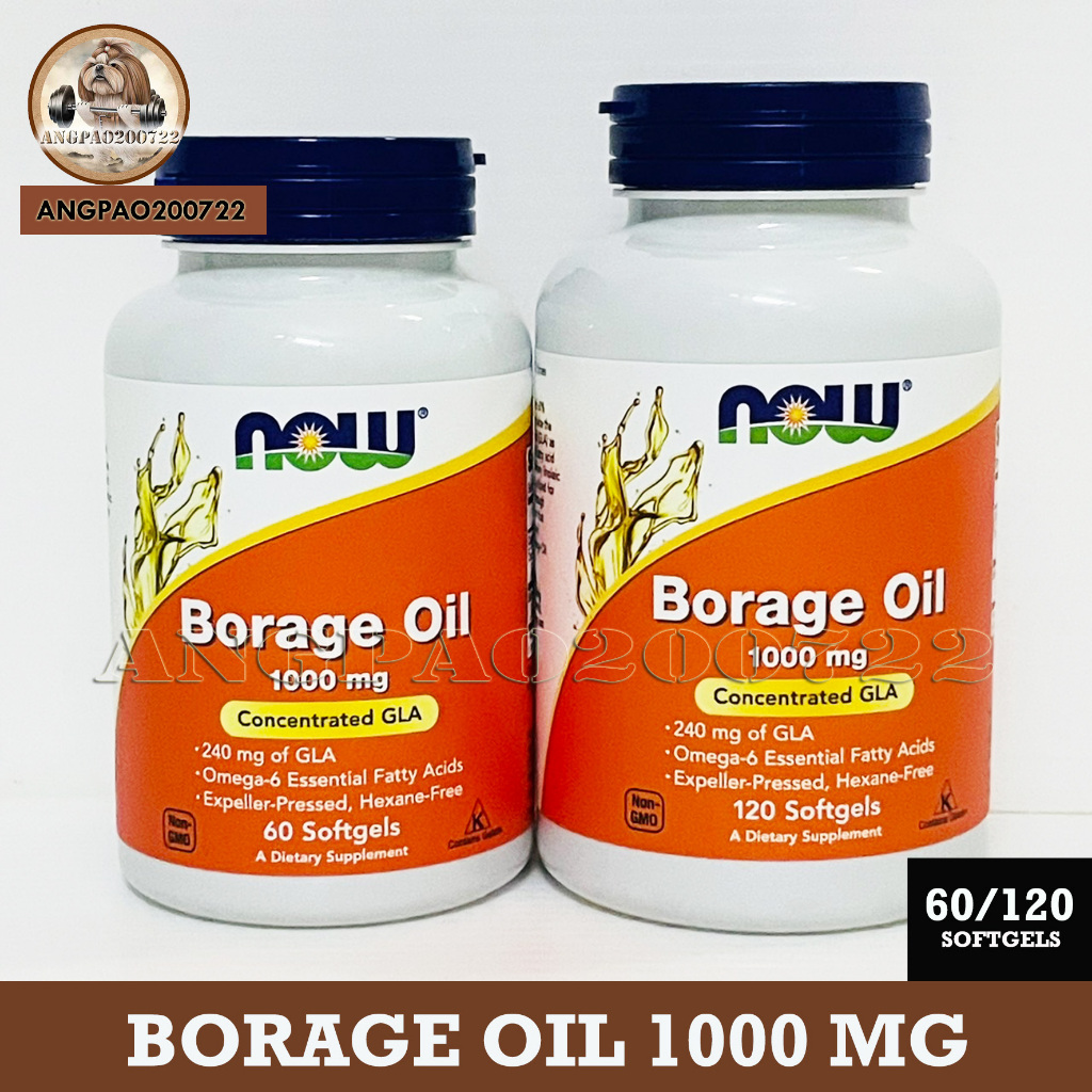 น้ำมันโบราจ-now-foods-borage-oil-concentration-gla-1000-mg-60-120-softgels-exp-03-26