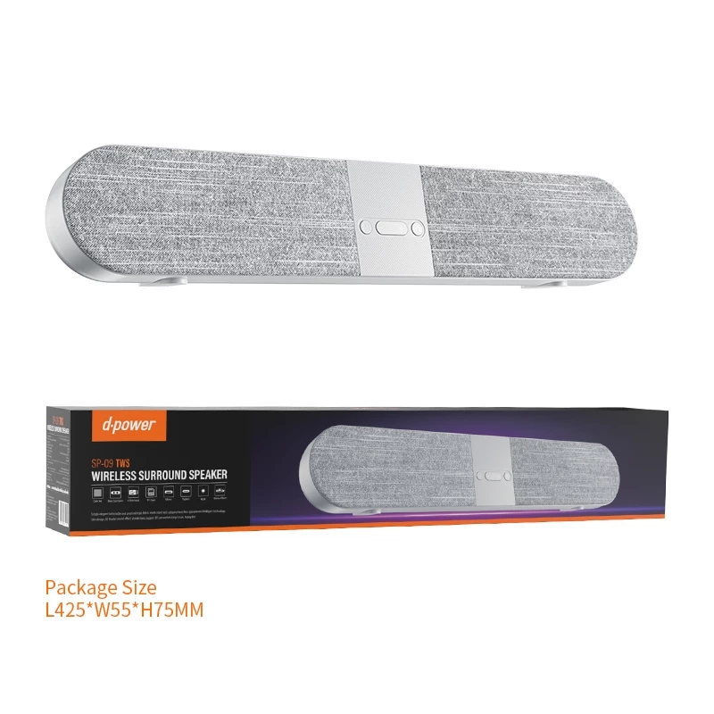 d-power ลำโพงบลูทูธ Soundbar Superbass รุ่น SP-09 TWS ระบบสเตอริโอ กำลังขับ 10W