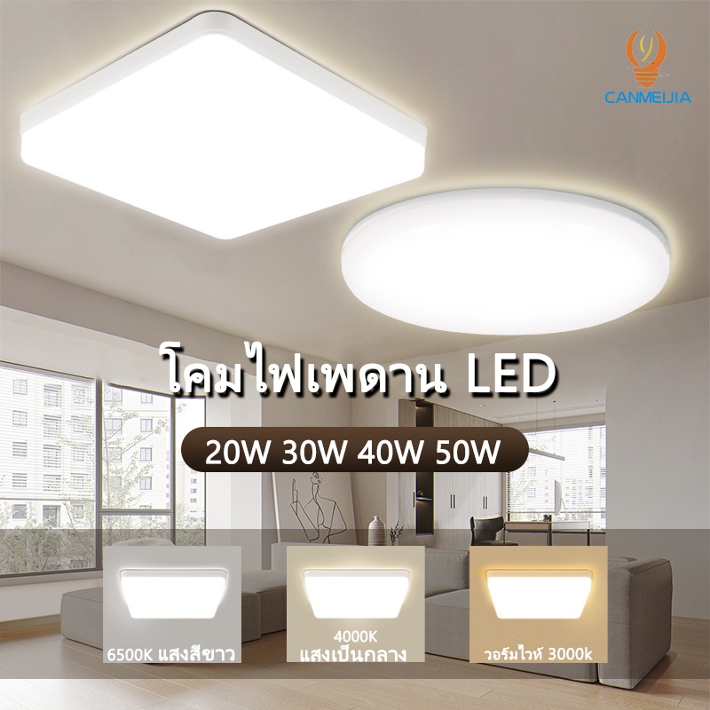 โคมไฟเพดาน โคมไฟติดเพดาน สี่เหลี่ยม ไฟเพดานบ้าน led 20w 30w แผงไฟ ตก ...