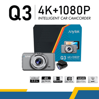 กล้องติดรถยนต์ Anytek Thailand รุ่น Q3 Dual Camera 4K/1080P Wifi