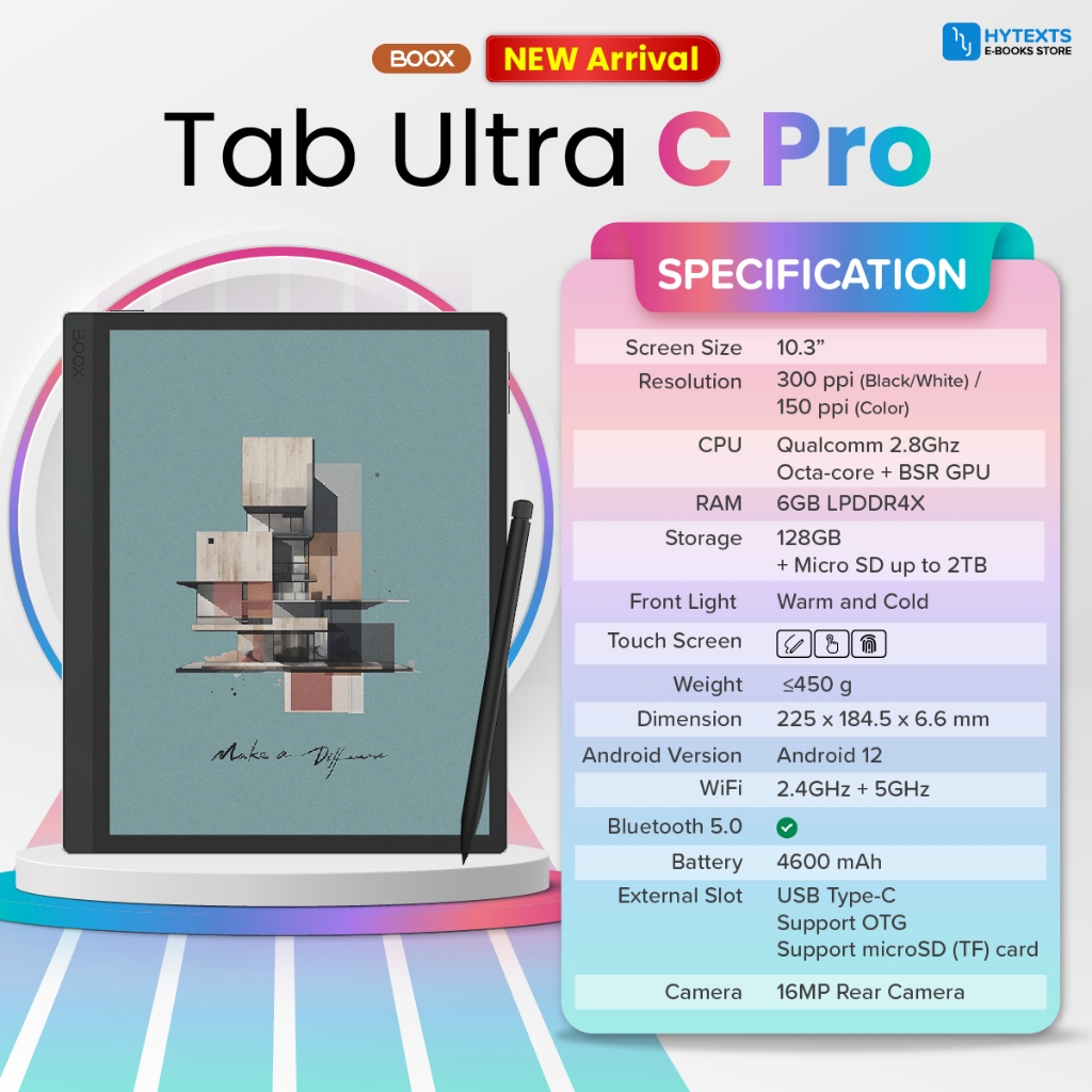 Boox Tab Ultra C Pro จอสี 10.3 นิ้ว E-reader ถนอมสายตา รองรับ PlayStore