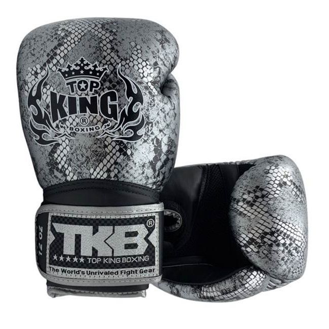 นวมซ้อม ท็อปคิงส์ Top King Boxing Gloves Snake Black Silver Genuine