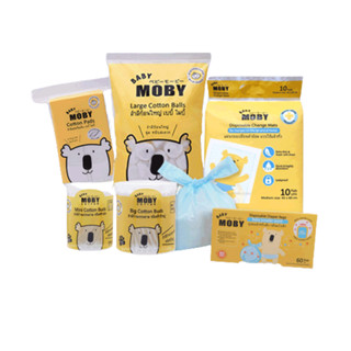 Baby Moby สำลีก้อน สำลีแผ่นใหญ่ ทิชชู่เปียก ผ้าเช็ดฟัน คอตตอนบัต แผ่นรองซับฉี่ ถุงขยะเด็ก GRP