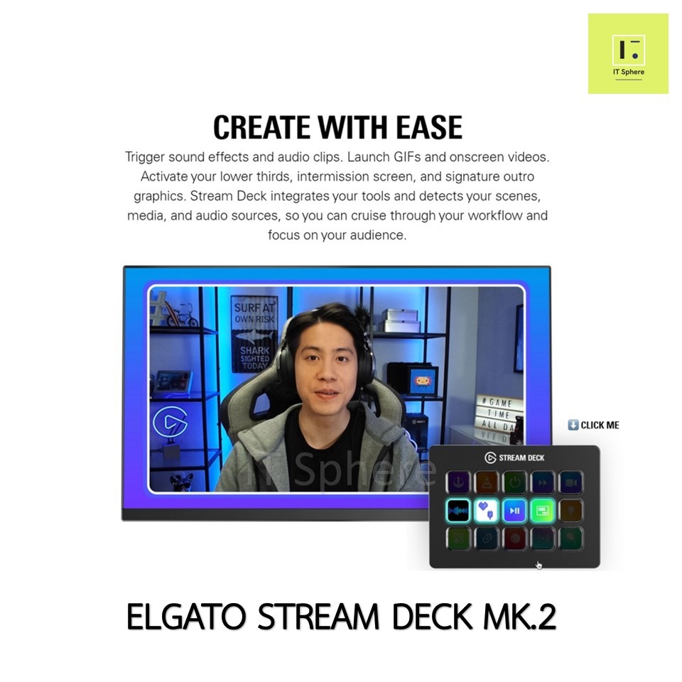 ELGATO STREAM DECK MK.2 : 10GBA9901 อุปกรณ์สตรีม STREAMDECK MK2 MK 2 ดำ ...