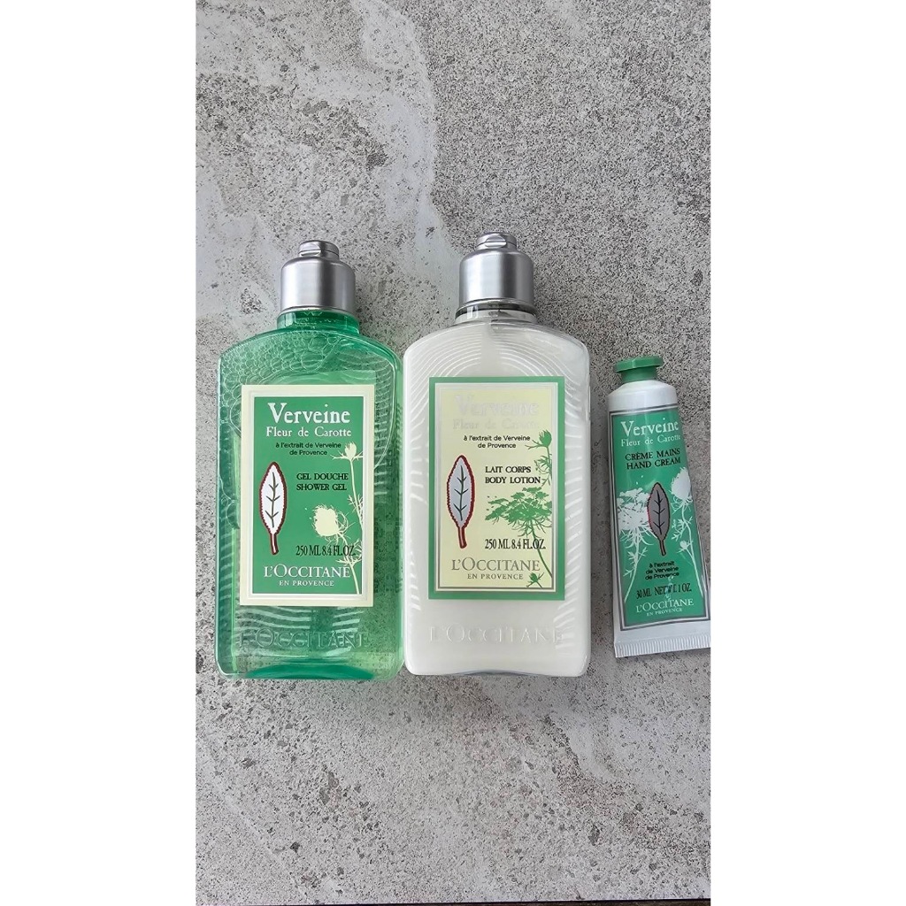 L'Occitane Verveine Body Lotion and Shower Gel 250ml free Hand Cream