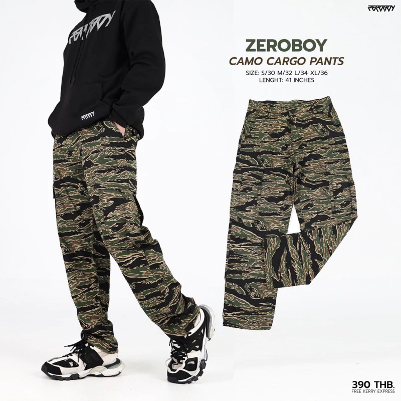 ZEROBOY - CAMO CARGO PANTS กางเกงคาร์โก้ลายทหาร ลายพราง https://wayoza.com