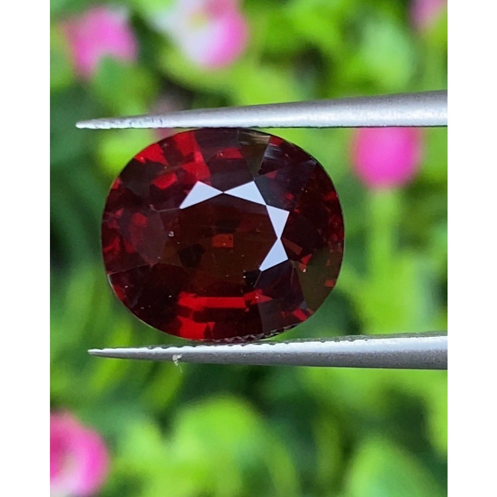 พลอย โกเมน Pyrope - Almandite Garnet 6.55 กะรัต (Cts.) พร้อมใบเซอร์ ...