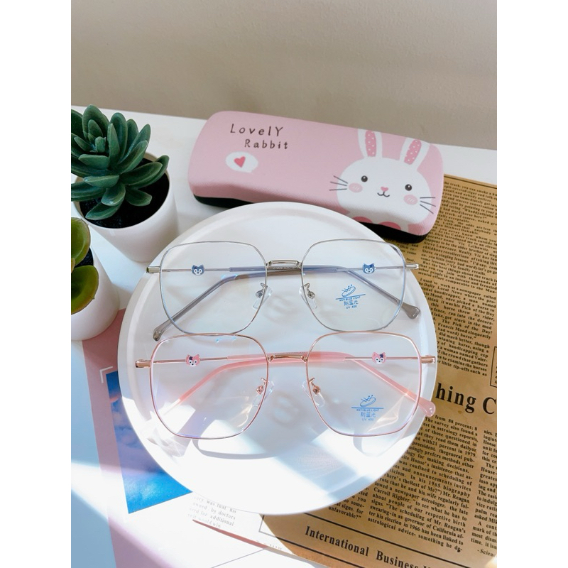 (AB46 )แว่นตากรองแสง ทรงเหลี่ยม ขาน้องหมาป่า เข้ากับทุกรูปหน้า ( ขนาด ...