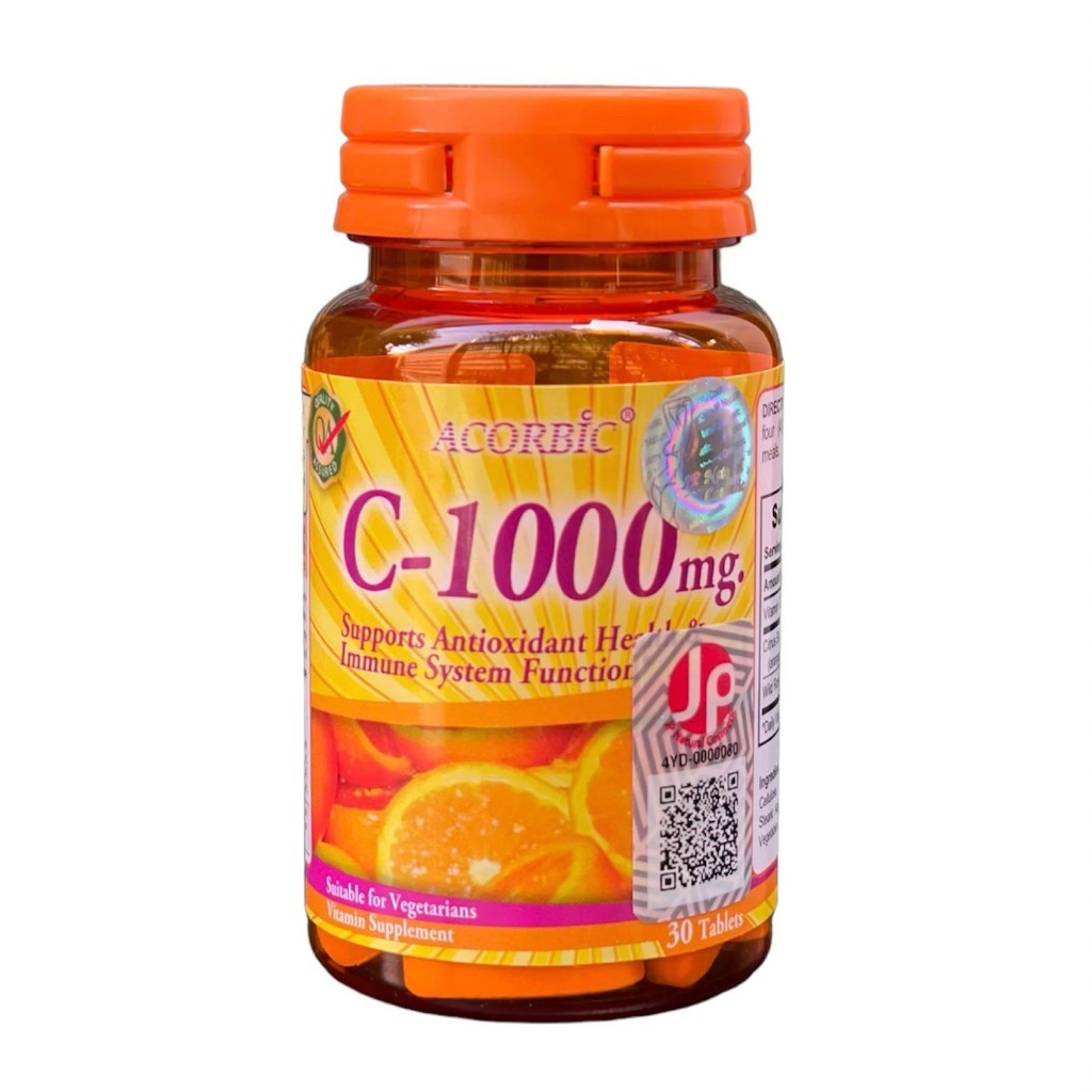 Lot De 2 Bouteilles De Vitamine C Acorbic 1000 Mg - Antioxydant, Blanchissant, Anti-rides, Santé
