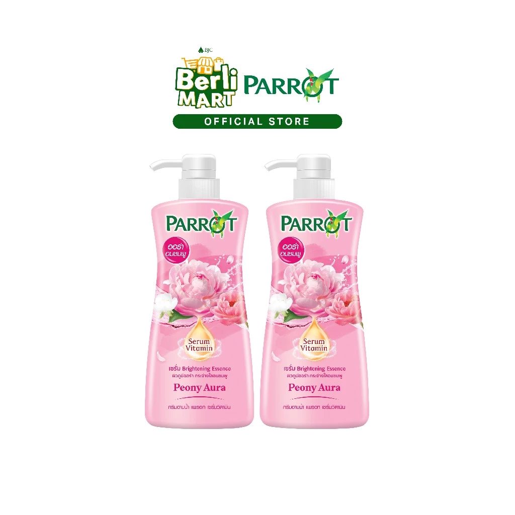 PARROT แพรอทครีมอาบน้ำ เซรั่ม วิตามิน พีโอนี ออร่า สีชมพู Shower Cream Serum Vitamin Peony Aura