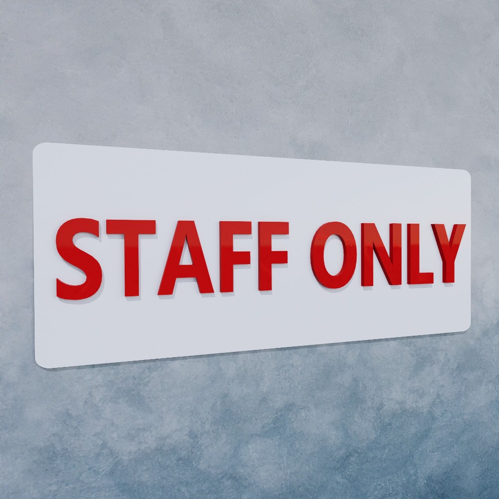ป้าย staff only ป้ายหน้าห้อง ป้ายห้ามเข้า มีขนาด กว้าง 9.8 cm x สูง 24 ...