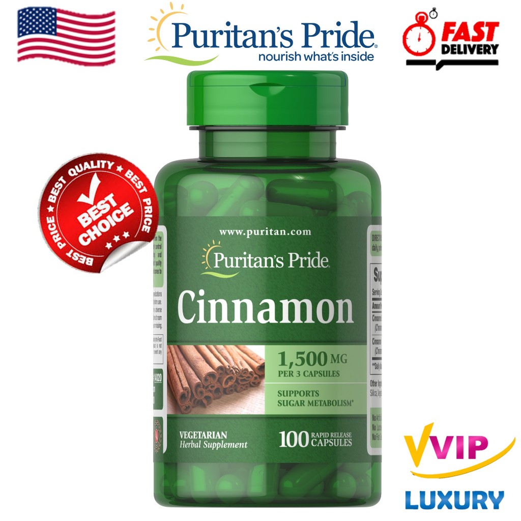 Puritan's Pride Cinnamon 500 mg 100 capsules exp01/2026 Shopee Thailand
