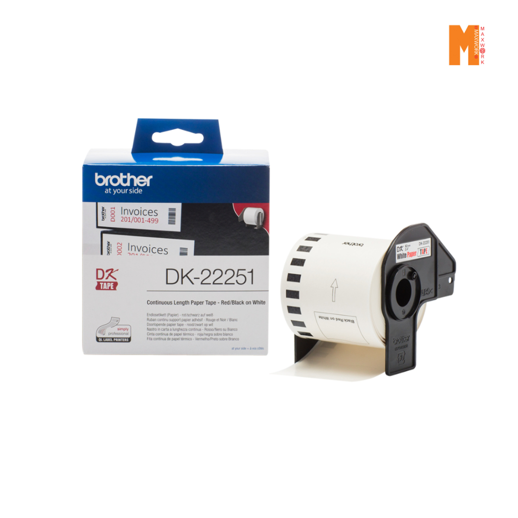 Brother ป้ายสติกเกอร์พิมพ์อักษรแบบต่อเนื่อง DK-22251 ขนาด 62 mm. *15.24 ...