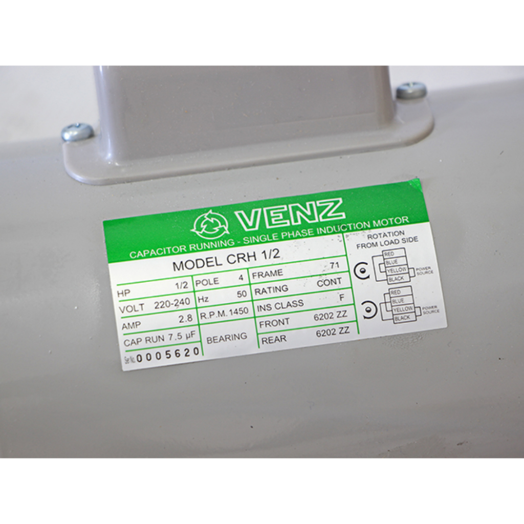 VENZ มอเตอร์ไฟฟ้า รุ่น CRH 1/2 HP 220V แกน 14 มิล ใช้กับมอเตอร์พัดลม ...