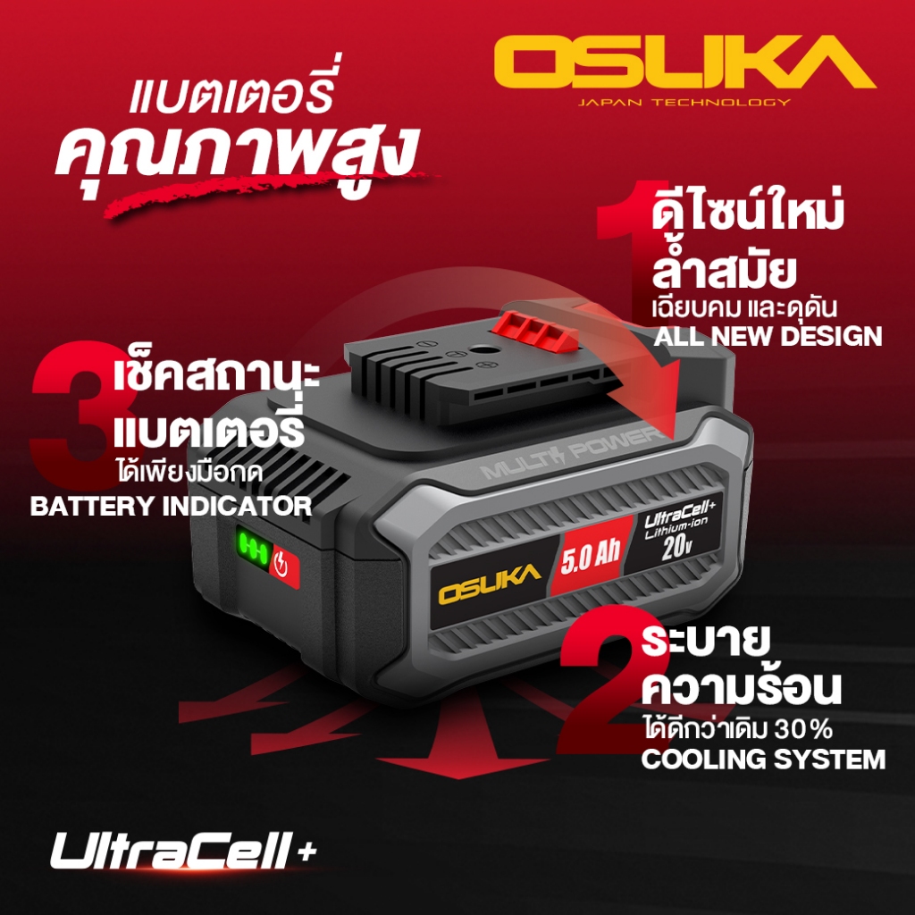 OSUKA รุ่น OCLB446-P1 เครื่องเป่าใบไม้ไร้สาย ดูดเป่าใบไม้ เครื่องเป่าลมไร้สาย
