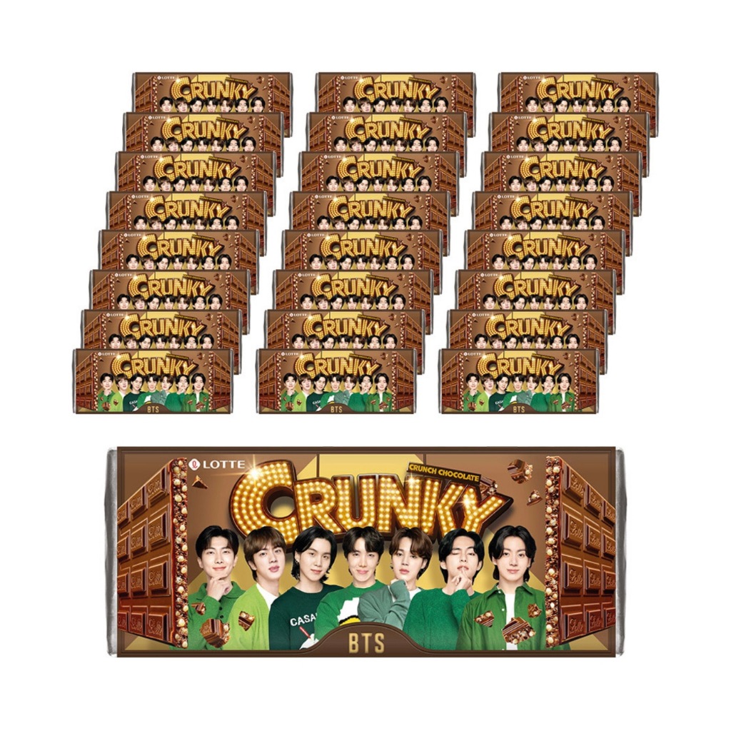 [ของแท้] 크런키 Lotte Crunky X BTS (ช็อกโกแลต-คละลาย 1 ชิ้น) 34g | Shopee ...