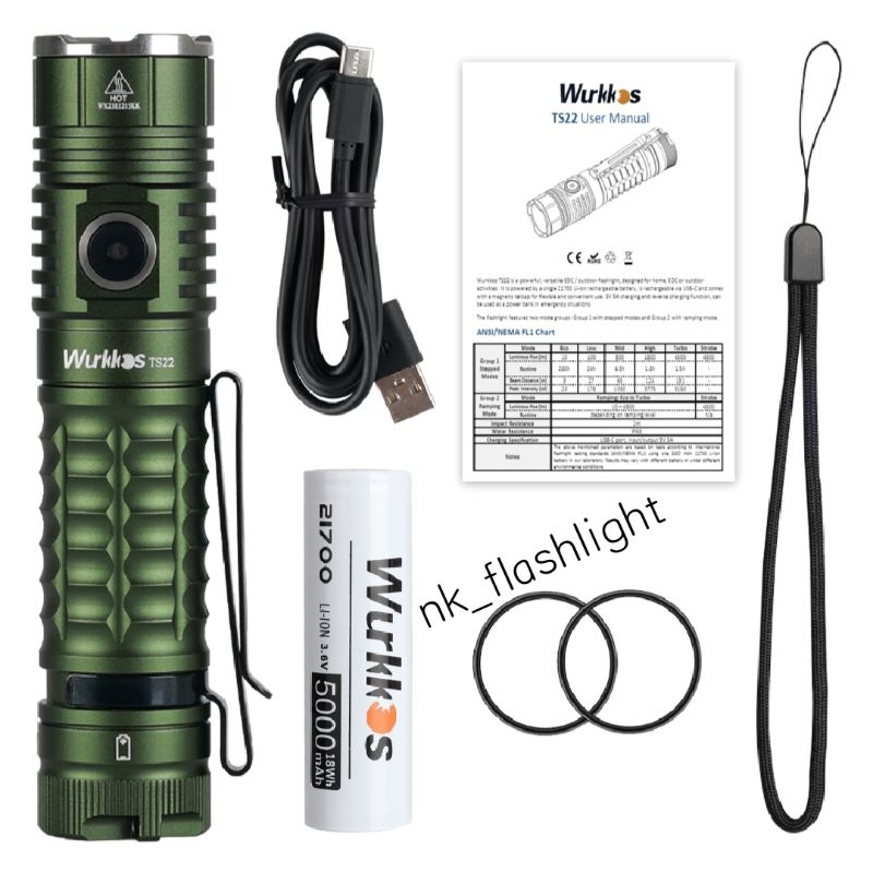Wurkkos Ts22ไฟฉาย LED 21700 XHP70.2 สว่างสูงสุด4500Lm. ท้ายแม่เหล็ก ใน ...