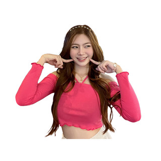 โปรโมชั่น Flash Sale : [ซื้อครบ 30.- ลดค่าส่ง 80.-] เสื้อปาดไหล่ ไขว้คอ แขนยาว เปิดไหล่ เสื้อสายฝอ คล้องคอ