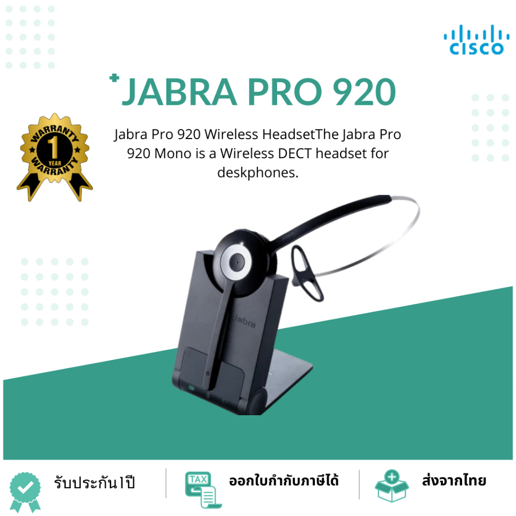 Jabra PRO 920 Black Wireless DECT On Ear Headset | Shopee Thailand