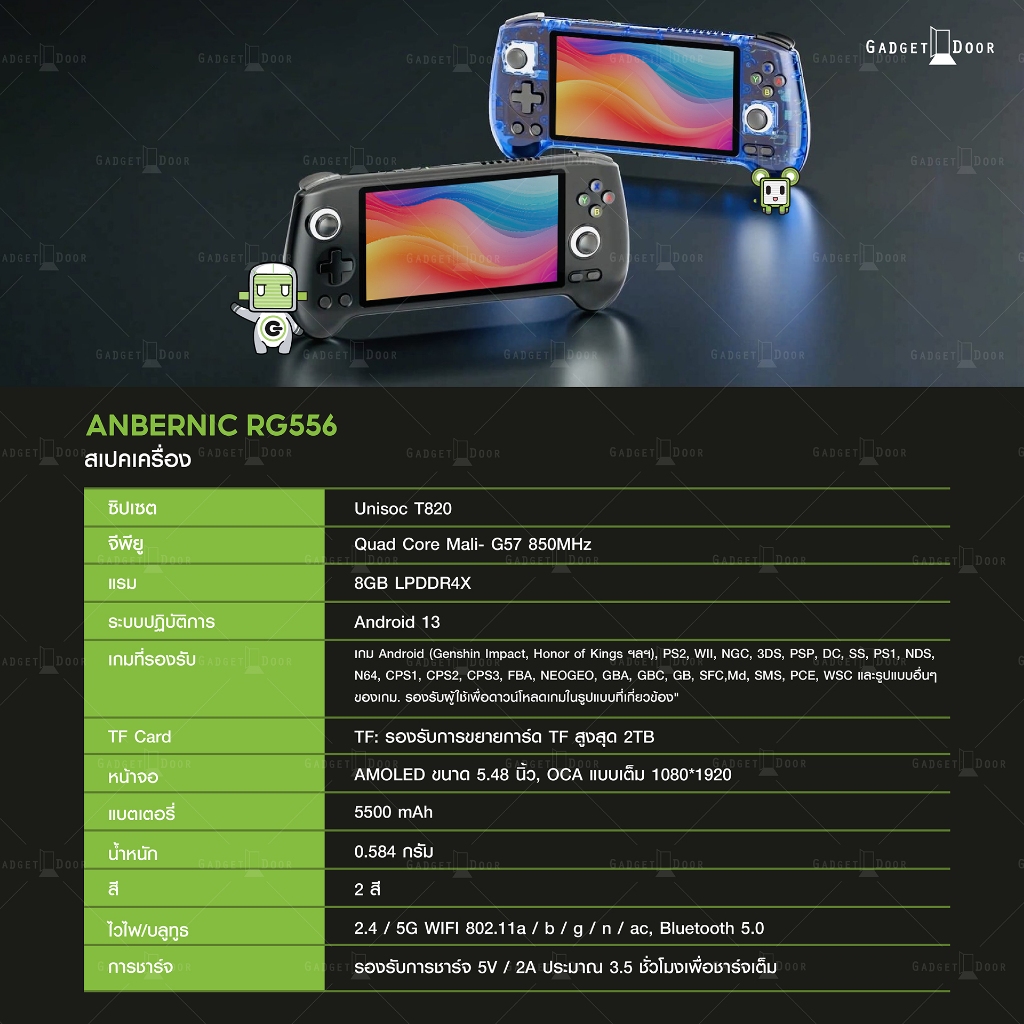 [พร้อมส่ง/แถมฟรีกระเป๋า] Anbernic RG556 เครื่องเกมพกพา ระบบ Android 13 ...