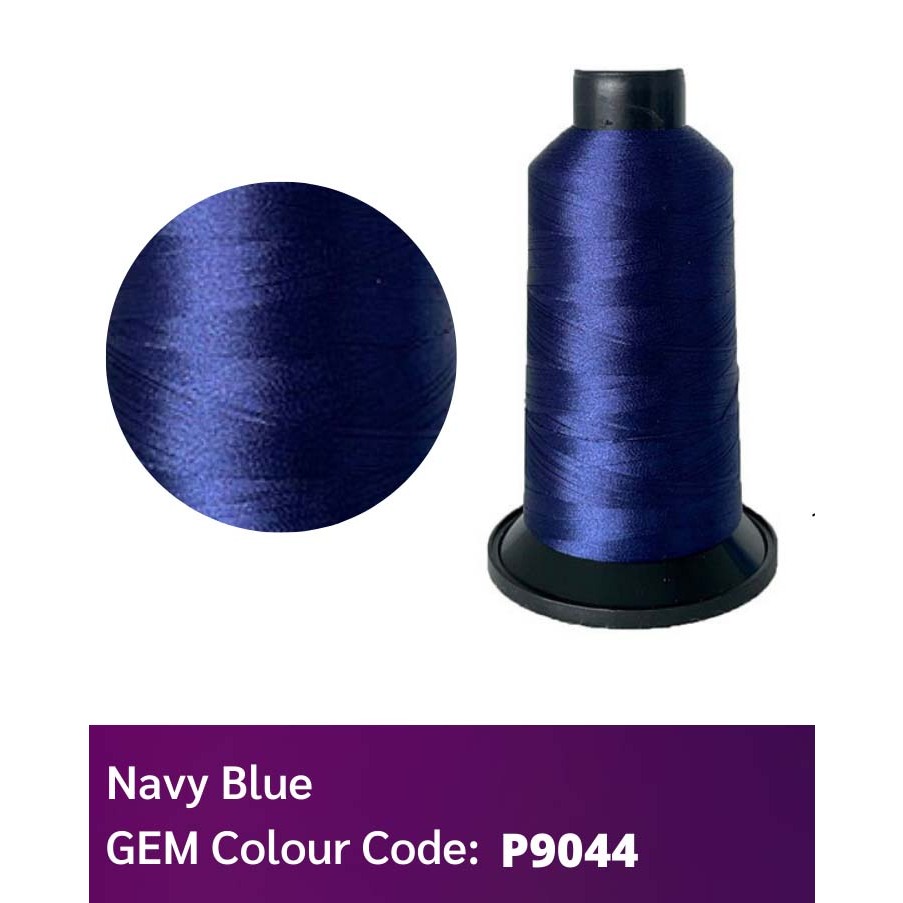 ไหมปัก GEM Embroidery Thread โทนน้ำเงิน Dark Blue ซักฟอกสีไม่ตก 3,000 ...