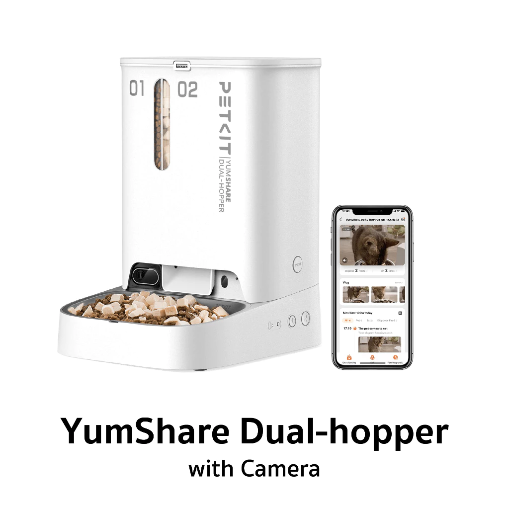 PETKIT Yumshare Solo และ Yumshare Dual-hopper with Camera (Global Version) เครื่องให้อาหารอัตโนมัติสำหรับสัตว์เลี้ยง