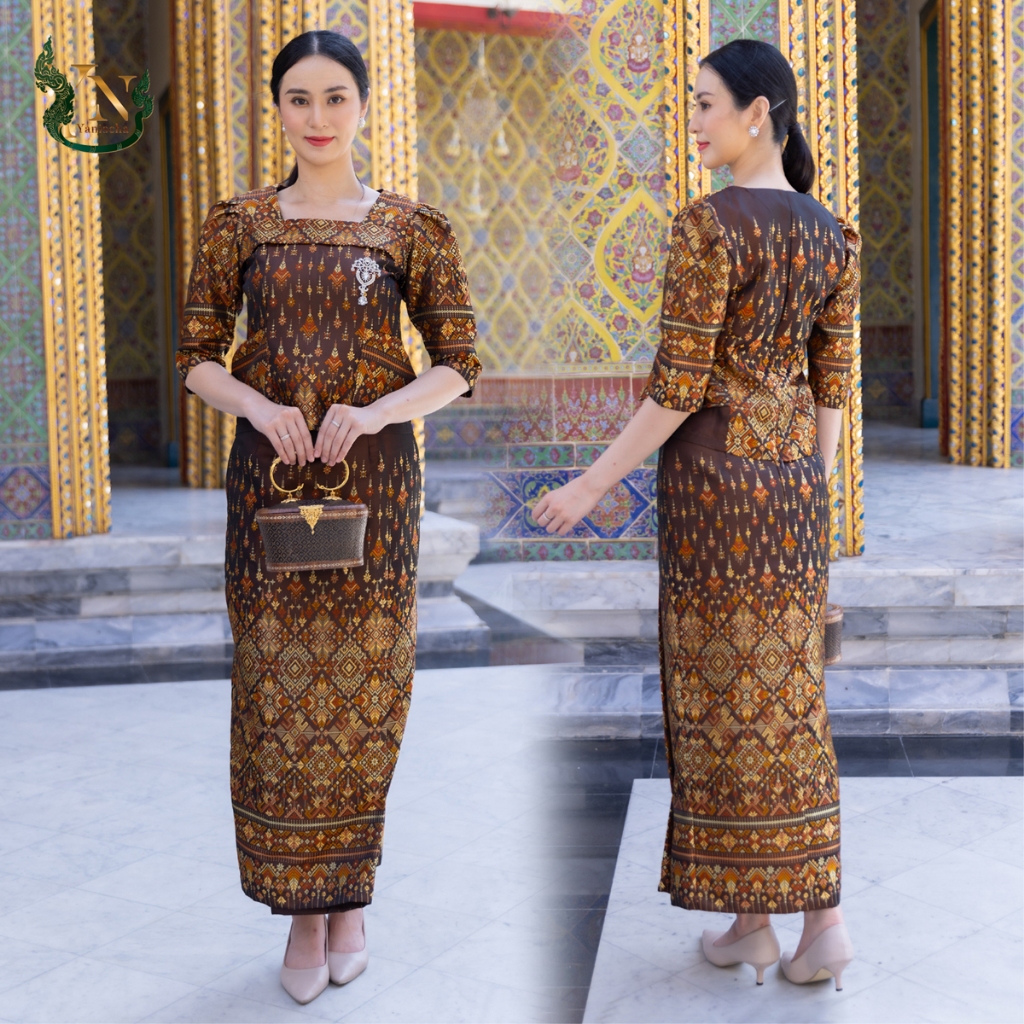 เซ็ทชุดผ้าไหมแพรวาแท้ทอลายกาฬสินธุ์ ไซส์ M-4XL งานฝีมือ 20 ปี พร้อมส่ง มุมมองที่ 2