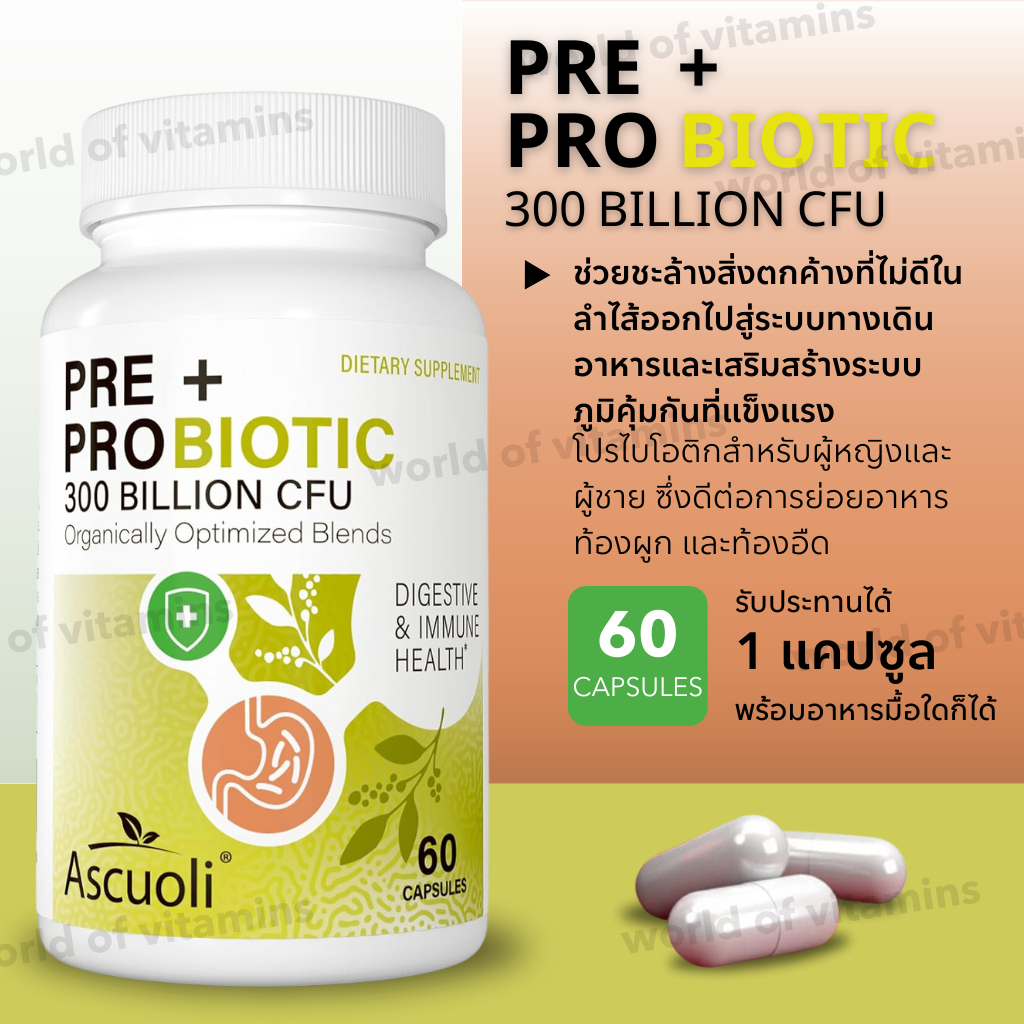 Ascuoli Probiotics for Women & Men - 300 Billion CFU, 22 Strains ...