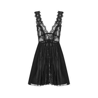 โปรโมชั่น Flash Sale : [ซื้อครบ 30.- ลดค่าส่ง 80.-] ชุดนอนไม่ได้นอนแหวกกลาง ลายลูกไม้ เปิดไหล่เปิดสีข้าง เดรสกระโปรงบานลูกไม้ระบาย