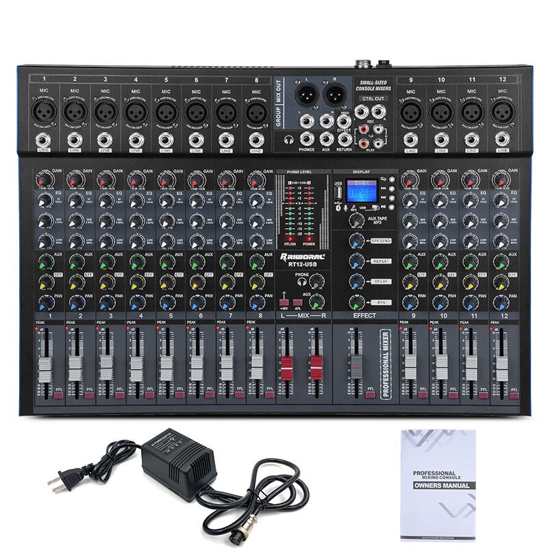 เสียง มิกเซอร์ 8ช่อง 12 ช่อง เสียง อินเทอร์เฟซ XLR / 6.35MM แจ็ค ...