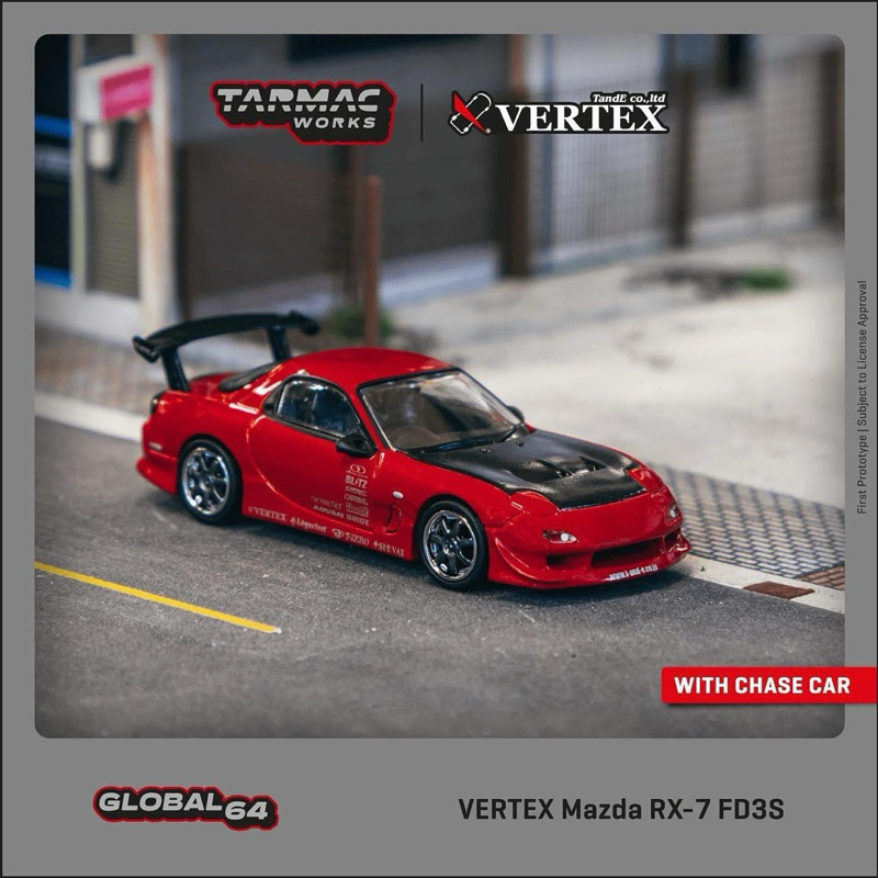 VERTEX Mazda RX-7 FD3S Red T64G-022-RE Scale 1:64 ยี่ห้อ Tarmac Works ...