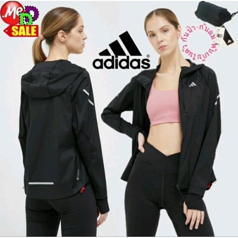 Adidas - ใหม่ เสื้อแจ็คเก็ตกันลม-น้ำ(ละอองฝน)ใส่วิ่ง HOODED RUNNING ...