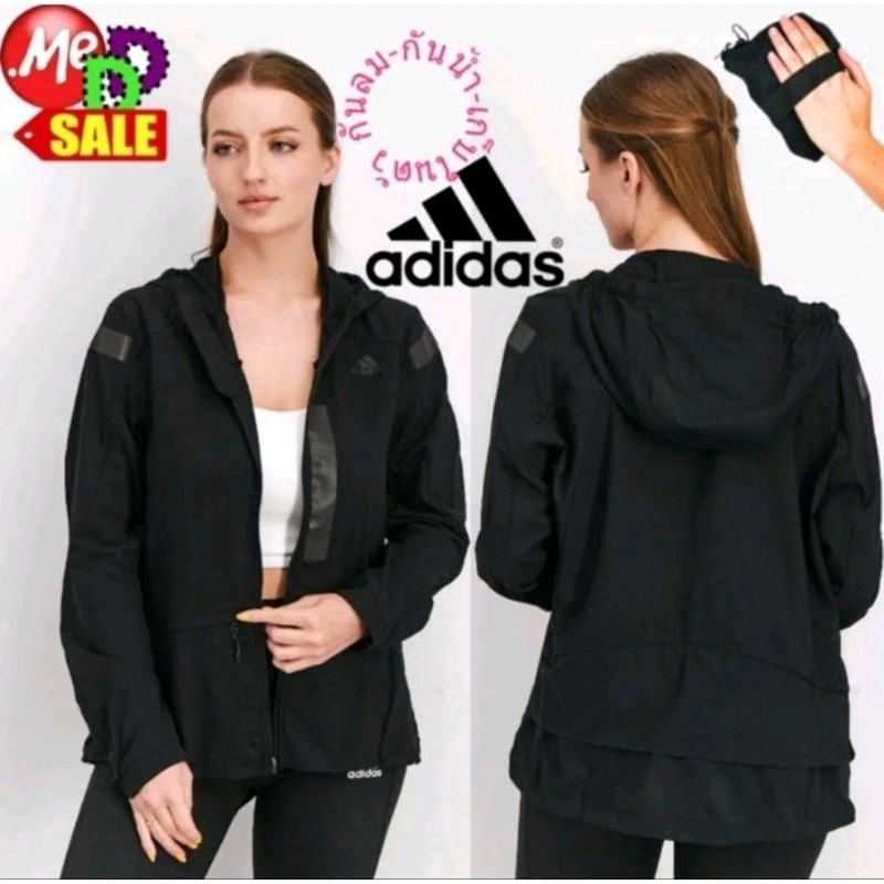 Adidas - ใหม่ เสื้อแจ็คเก็ตกันลม-น้ำ(ละอองฝน)ใส่วิ่ง HOODED RUNNING ...
