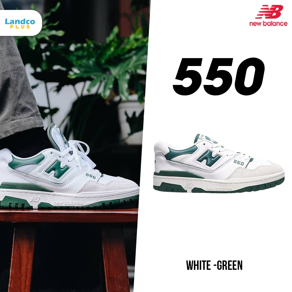 New Balance รองเท้าผ้าใบ รองเท้าลำลอง NB UX 550 White Green BB550WT1 ...