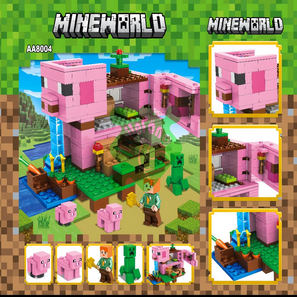บล็อกตัวต่อ Minecraft หมู รูปทรง ของเล่นเสริมการเรียนรู้ สําหรับเด็ก ...