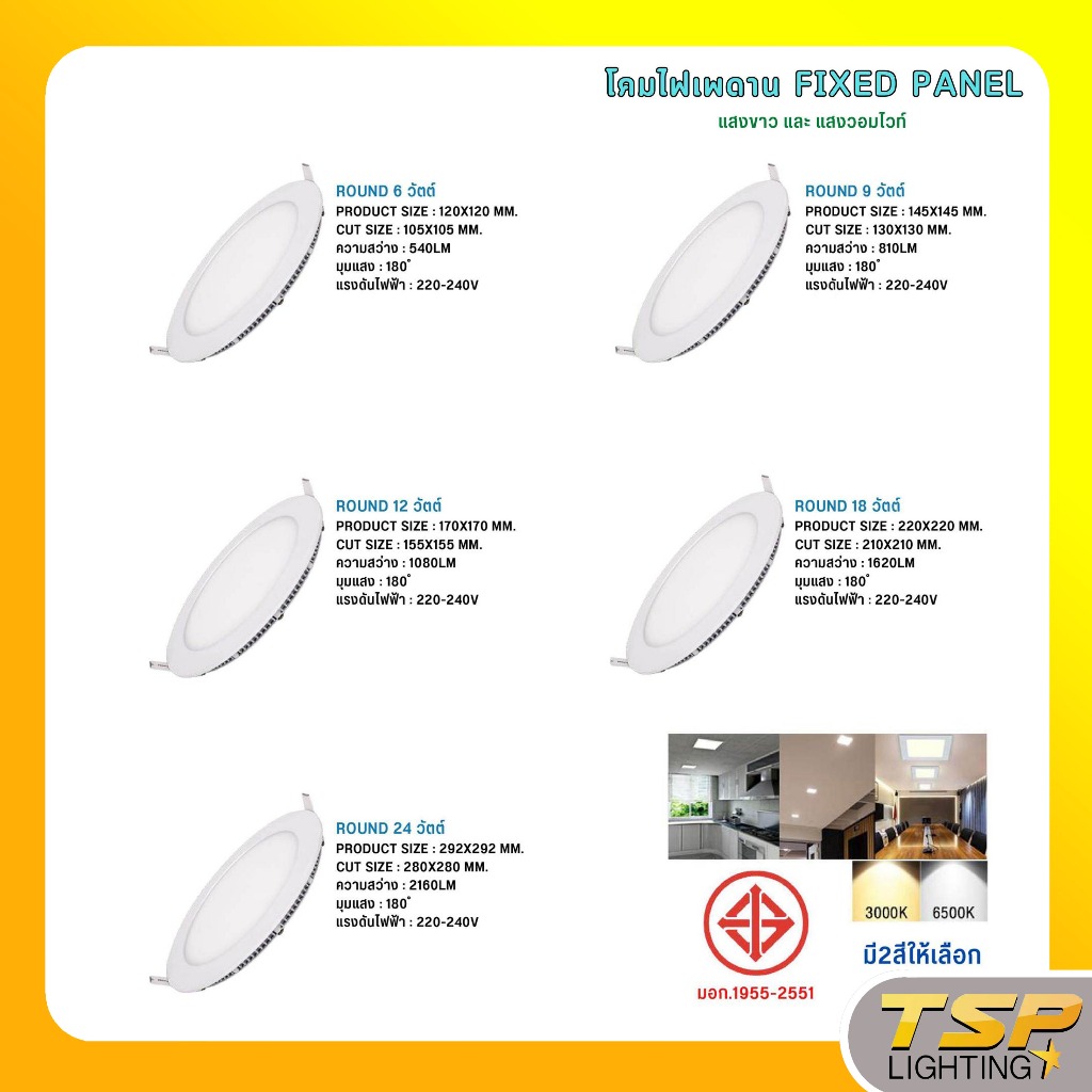 TSP Lighting │ โคมไฟเพดาน FIXED PANEL | Shopee Thailand