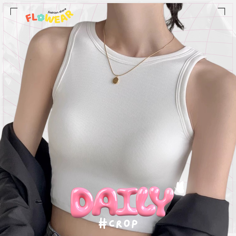 FLOWEAR FASION DAILY เสื้อกล้ามครอปสีพื้น | Shopee Thailand