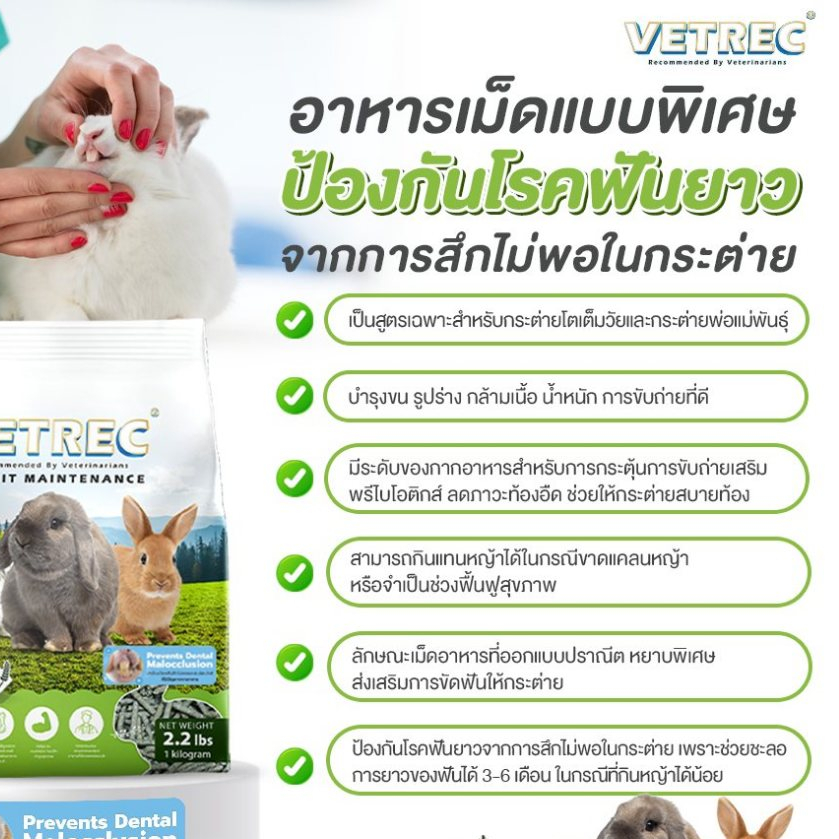 ใหม่.! VETREC Rabbit Maintenance Prevents Dental Malocclusion อาหารเม็ด ...