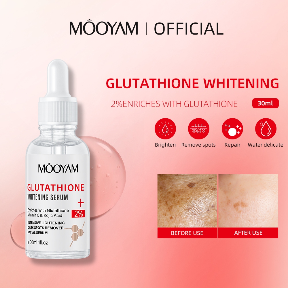 mooyam glutathione whitening serum Private Label Glutathione Whitening Freckle Serum Remove Melasma Dark Spots  Face Whitening Serum with Vitamin C Kojic Acid main image 0