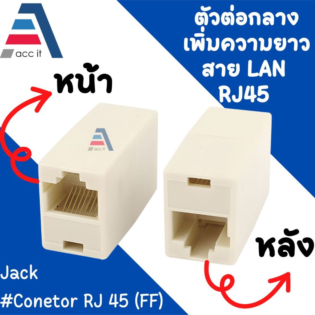 (1ชิ้น) ตัวต่อความยาวสาย lan RJ45 (FF) Jack Connector RJ45 (FF) RJ45 ...