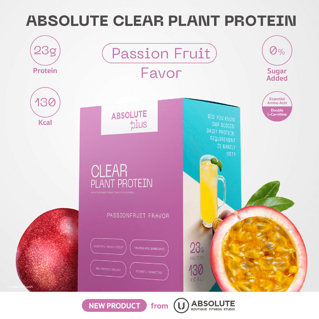 4 Boxes ABSOLUTE PLUS Clear Plant Protein (Passion Fruit) แอ็บโซลูทพลัส ...