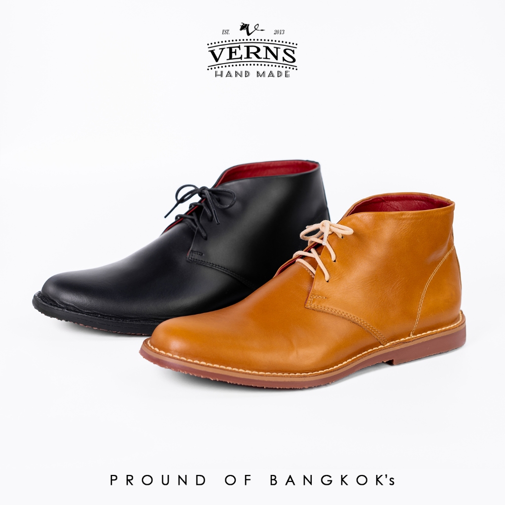 Verns Leather รองเท้าบูธหนังแท้ 100% Chukka รุ่น V955 จาก หนังออย พื้น ...