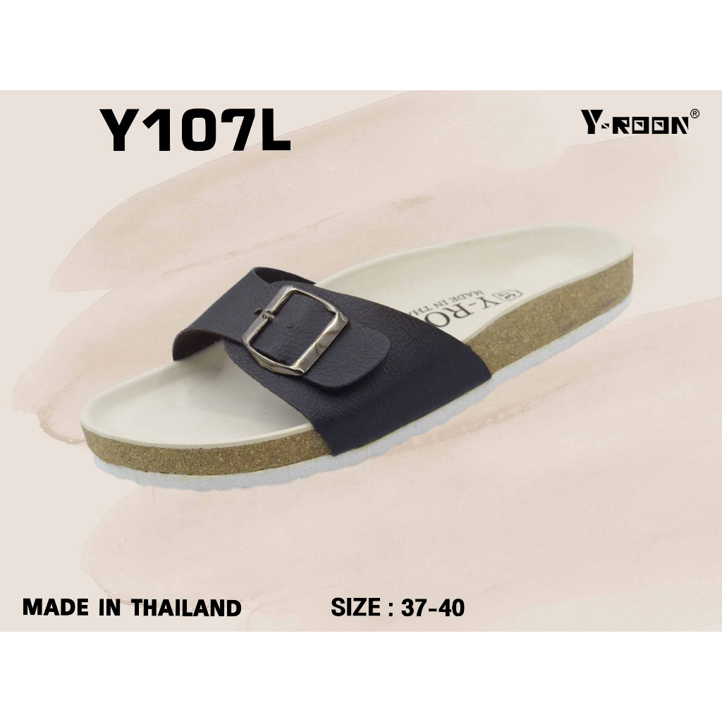 รองเท้าY-ROON รุ่นY107 ทรงไบเก้นหน้าเข็มขัดปรับสายรองเท้าได้ แบบสวมไม้ ...