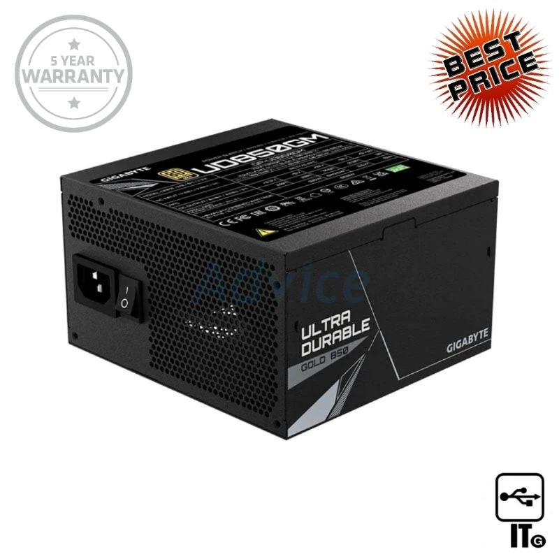POWER SUPPLY (80+ GOLD) 850W GIGABYTE UD850GM ประกัน 5Y พาวเวอร์ซัพพลาย